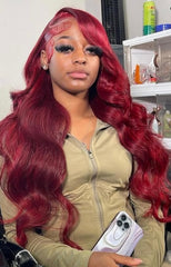 13x4 HD Frontal Wig Bodywave (Burgundy)