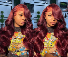 13x4 HD Frontal Wig Bodywave (Burgundy)