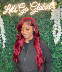 13x4 HD Frontal Wig Bodywave (Burgundy)