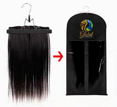 Global Wig Bags Storage With Hanger- 3PCS Hair Extensions Storage Bag Hair Hangers For Extensions Hairpieces Storage Holder (black)